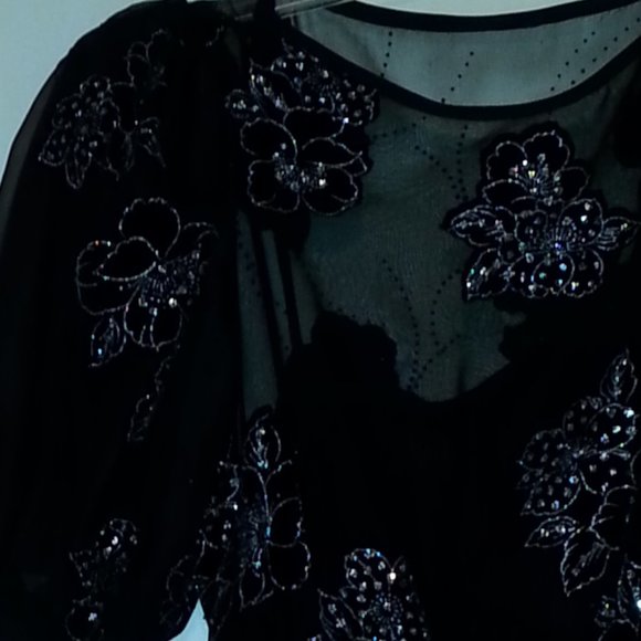 Handmade black Chiffon DRESS PUFF SLEEVES size 5/6 - Picture 6 of 9